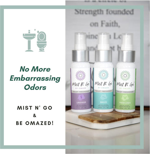 Mist N’ Go by Omaze Travel Bathroom Spray, 2oz, Odor Eliminator for Toilet