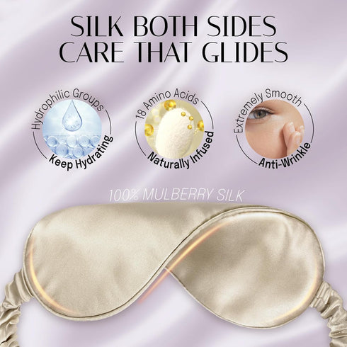 OLESILK Silk Sleep Eye Mask Blindfold with Double Layer Silk Filling, Luxury Eye Cover for Women Men