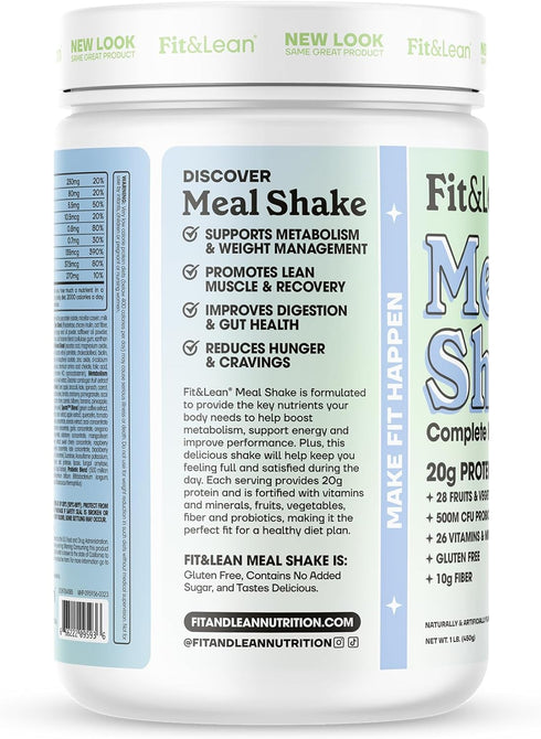Fit & Lean Meal Shake, Fat Burning Meal Replacement, Protein, Fiber, Probiotics, Coffee Crumb Cake, 1lb