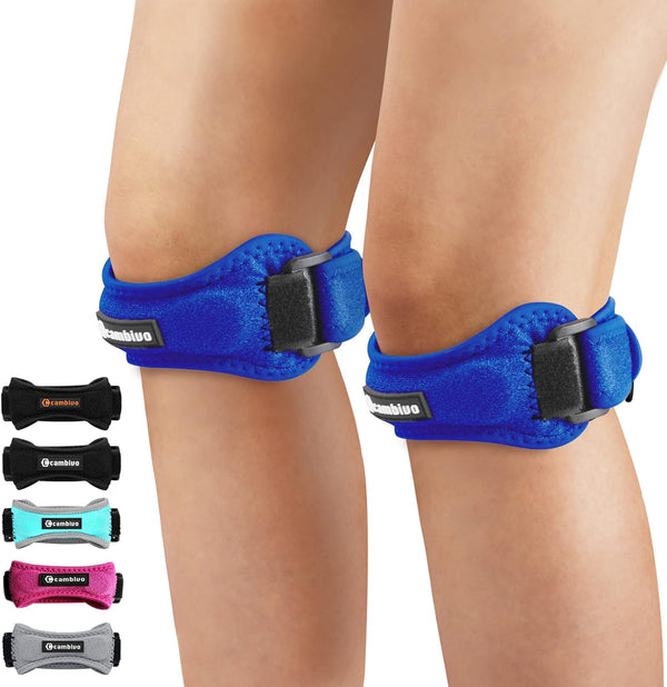 CAMBIVO 2 Pack Knee Braces for Knee Pain - Adjustable Patellar Tendon Stabilizer Band for Jumpers Knee, Basketball,