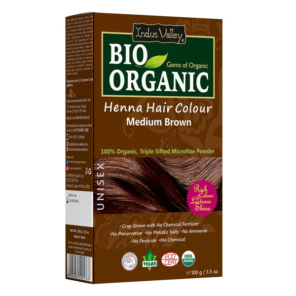 Indus Valley 100% Pure & Natural Medium Brown Henna Hair Color