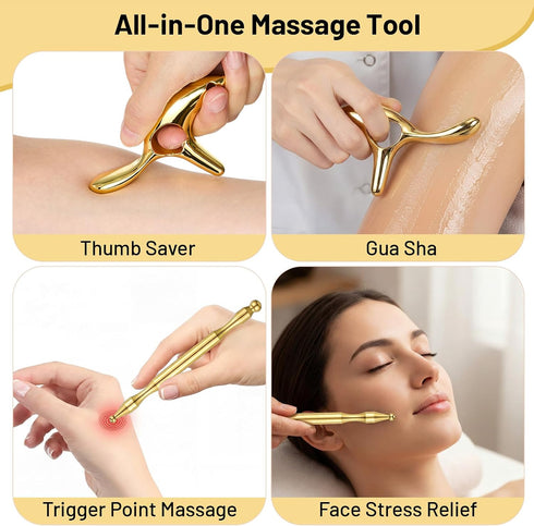 Lanties 2 Pcs Trigger Massage Tool Acupuncture Pen Gua Sha Massage Scraping Tool Manual Reflexology Body Point Deep