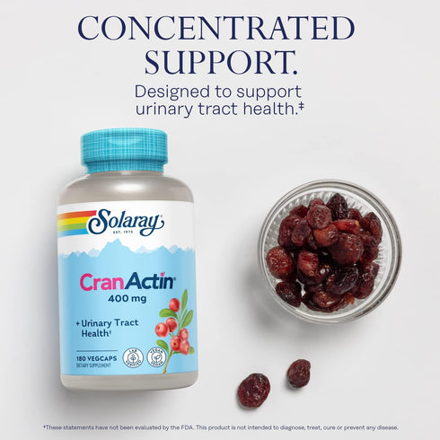 SOLARAY CranActin Cranberry Extract 400 mg - Bladder and Urinary Tract Health Support, Vegan, 180 VegCaps