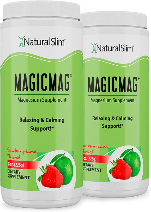 NaturalSlim Magicmag Pure Magnesium Citrate Powder, 8oz Drink Mix (2 Pack) for Stress, Constipation, Muscle Support