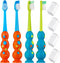 Kids Toothbrush 4 Pack, Soft Contoured Bristles, Child Sized Brush Heads with Suction Cup for Easy Storage