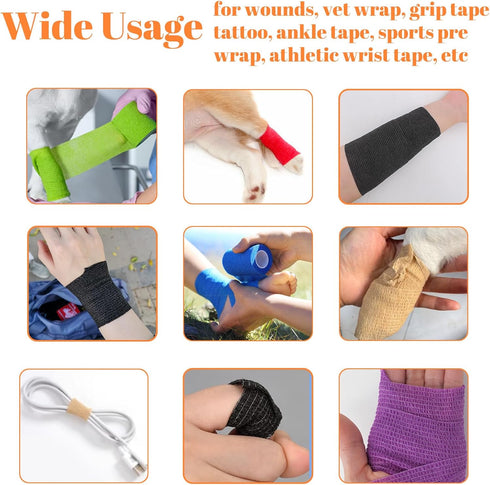 ZOVAREGE 24 4 Inch Rolls Self Adhesive Bandage Wrap, Vet Wrap for Horses Dogs Wounds Care Dressings, Elastic Self Stick