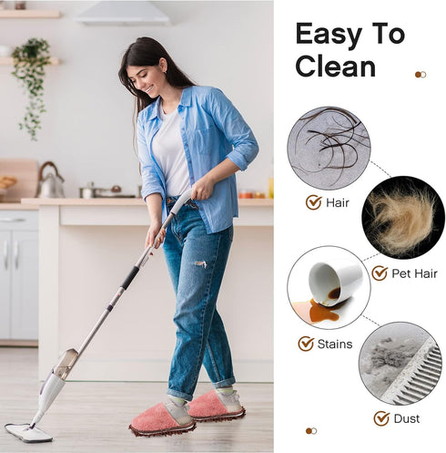 Jecery 2 Pair Microfiber Slippers, Washable Floor Cleaning Chenille Mop Slippers, Household Cleaning Tools