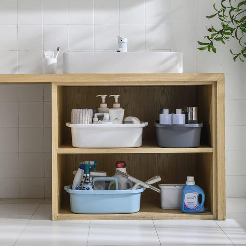 Haundry Large Cleaning Caddy with Handle, Sturdy Organizer Basket for Household Cleaning Supplies