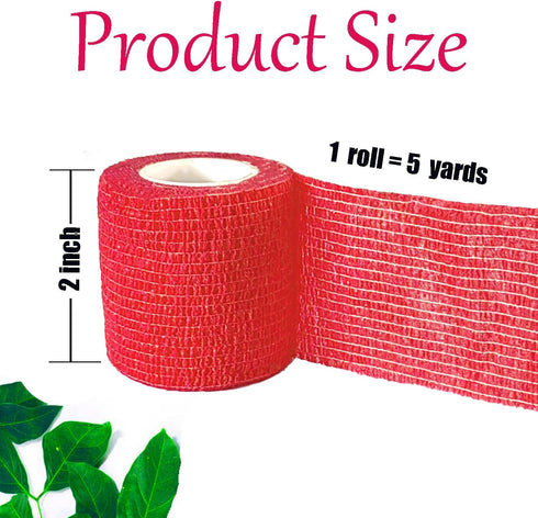 Kuanfine 3 Pack 2 Inches Self Adhesive Bandage Wrap Vet Wrap for Pets, Stretch Self Adherent Tape Cohesive Wrap