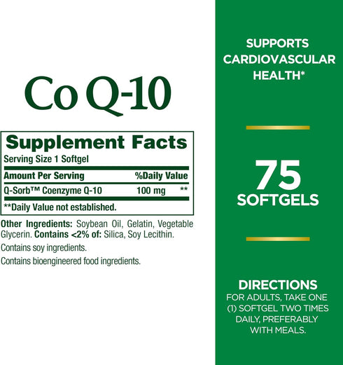 Nature's Bounty CoQ10, 100 mg - 75 Count Rapid Release Softgels, Healthy Blood Pressure