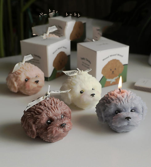 T-shin Candle,100G Teddy Dog Shaped Scented Cute Puppy Animal Aroma Soy Wax Decorative Novelty Candle for Table Photo