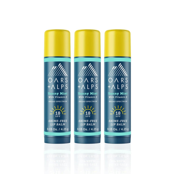 Oars + Alps Lip Sunscreen - SPF 18 Lip Balm, Shine Free Sunscreen for Lips, Moisturizing, Hydrating, 3pk