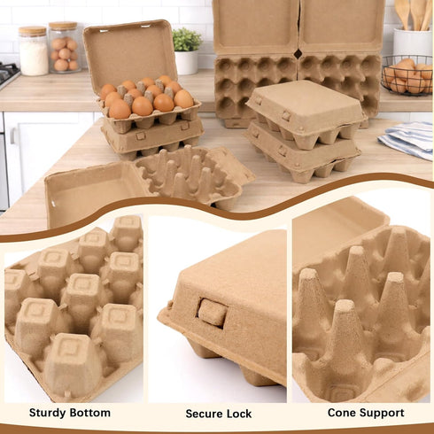MIXTRYUS 12 Count, 50 Pack Egg Cartons Cardboard Egg Cartons Cheap Bulk, Reusable Paper Egg Holder for Supermarkets