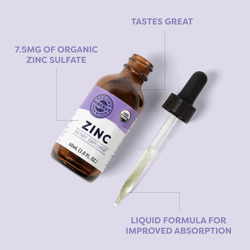 Vimergy Organic Liquid Zinc, Trial Size - 27 Servings, Alcohol Free Zinc Sulfate for Immune Health & Metabolism