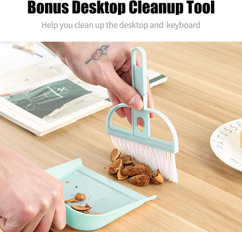 Broom and Dustpan Set with Long Handle, Windproof Stand Up Dustpan with Broom Combo for Home Use