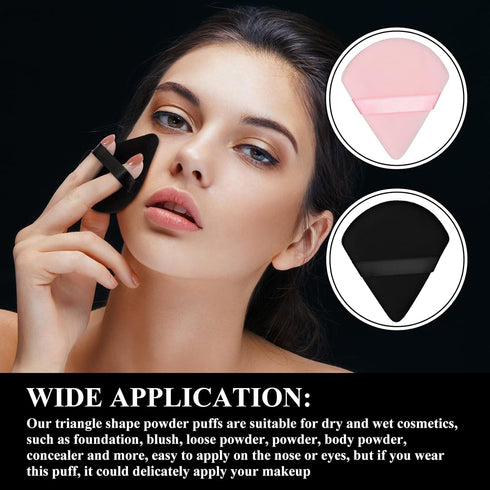 Maitys 12 Pieces Triangle Powder Puff, Face Makeup Cosmetic for Loose Powder, Soft Washable Reusable Foundation Sponge