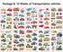 Monster Truck Temporary Tattoos, 180Pcs (20 sheets) for Kids Birthday Party Supplies, Various Vehicle Designs