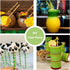Biodegradable Green Bamboo Printed Paper Drinking Straws - Pack of 100 Disposable Straws