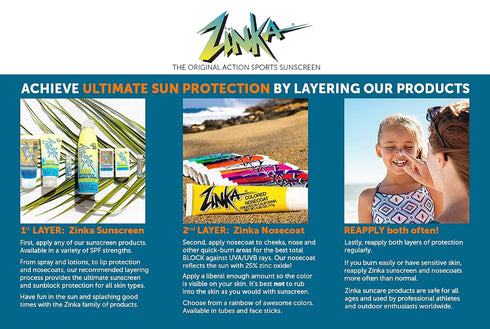 Zinka Sunscreen Reef Safe Mineral Formula, SPF 30 Zinc Oxide Lotion, 3 oz Water Resistant