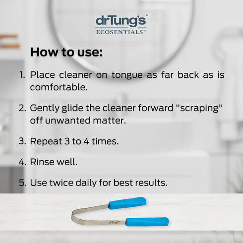 DrTung's Stainless Tongue Scraper - Tongue Cleaner for Adults and Kids, Comes with Travel Case