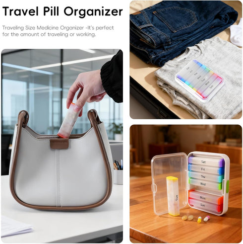 zeeho 2 7 Lockable Weekly Pill Organizer Times a Day,Secure AM PM Pill Box Day PP BPA-Free Large Capacity Medication