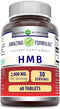 Amazing Formulas HMB 2000mg Tablets Supplement, Non-GMO, Gluten Free, 60 Count