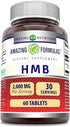 Amazing Formulas HMB 2000mg Tablets Supplement, Non-GMO, Gluten Free, 60 Count