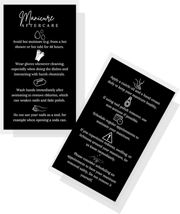 Manicure Aftercare Instruction Cards, 50 Pack, 2x3.5" Business Card Size for Nail Salon Handout