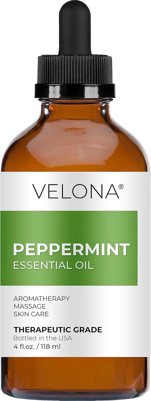 Peppermint Essential Oil by Velona - 4 oz | 100% Pure Natural | for Aromatherapy Diffuser, Massage, Skincare