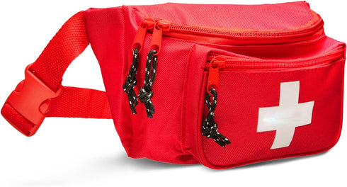 NOVAMEDIC Pack 75 8"x2"x6", 3 First Aid Fanny Stocked with Piece Emergency Essentials, Waist Bag w/ Zippered