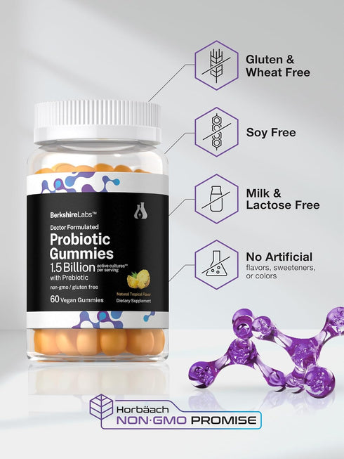 Horbaach Probiotic Gummies | 60 Count | 1.5 Billion Effective Cells, Vegan, Non-GMO, Gluten Free Supplement