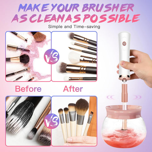 Makeup Brush Cleaner Machine, Super Fast Automatic Brush Cleaner and Dryer Tool for Most Makeup Brush Sizes