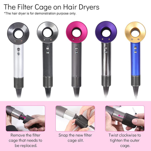 Upgraded Hair Dryer Filter Cover, Compatible with Dyson Supersonic HD01 HD03 HD07 HD08 Models, Hair Dryer Strainer
