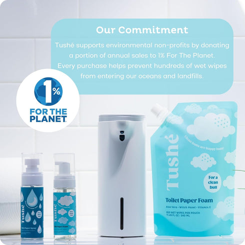 Toilet Paper Foam Spray Refill – Unscented, Flushable Wet Wipe Alternative for Sensitive Skin – 340ml (11.49 fl oz)