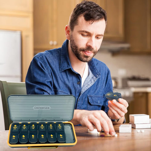 7-Day Pill Case, Travel Organizer for Medicine, Large Capacity for Vitamins, 14 Cells, 2 Times a Day