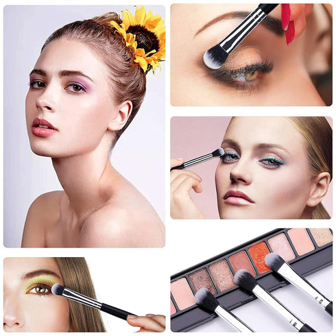 MSQ Eye Makeup Brushes 12pcs, Eyeshadow Makeup Brushes Set with Soft Synthetic Hairs & Real Longer Wood Handle for