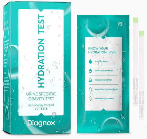 DIAGNOX Hydration Urine Test Strips, 30 Tests for Accurate Monitoring, Individually Packaged