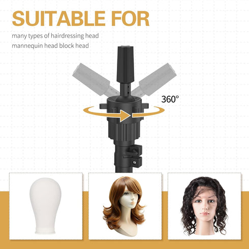 Relx Adjustable Wig Head Stand, Mannequin Tripod for Cosmetology Hairdressing Training