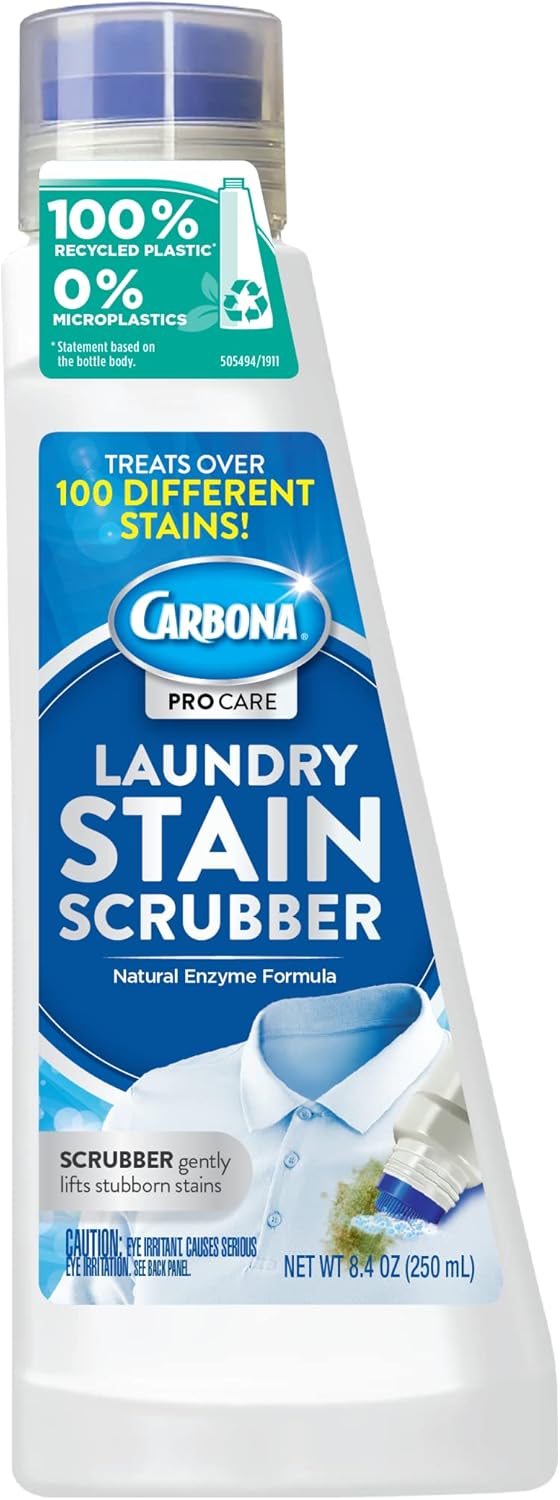 Carbona Laundry Stain Scrubber, Bio-Enzyme Stain Remover, Eliminates Fat, Oil, Blood, and More, 8.4 Fl Oz