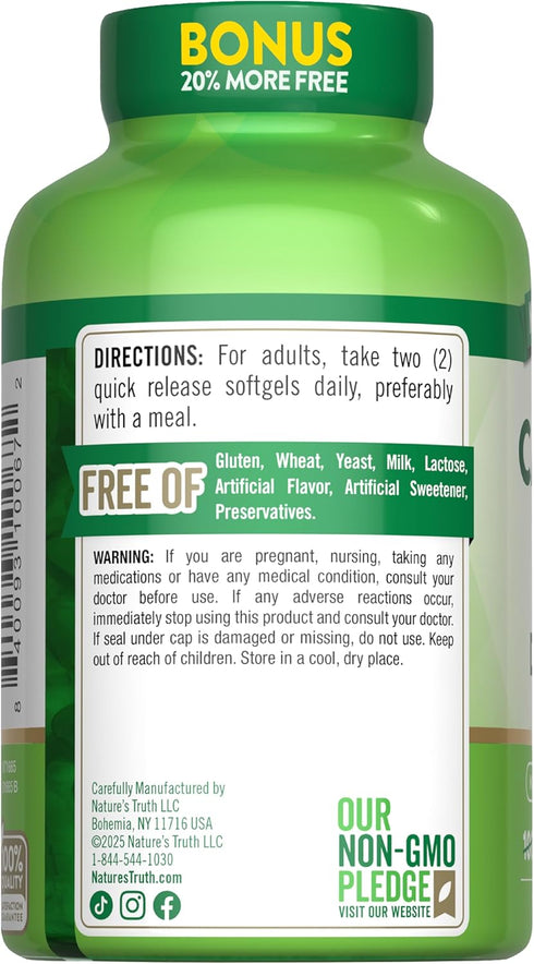 Nature's Truth Absorbable Calcium 1200 mg with Vitamin D3 5000 IU, 120 Softgels, Non-GMO & Gluten Free Supplement
