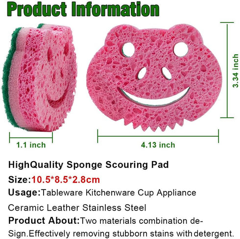 SmilePowo 12 Pack Scrub Sponge, Dual-Sided Multi-Functional Premium Cleaning Sponges for Kitchen, Bathroom & Furniture