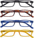 MODFANS Reading Glasses +3.0, 4 Pairs Fashion Readers with Narrow Frame Spring Hinge for Men & Women