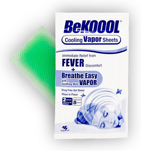 BeKoool Kids Fever Non-Medicated Cooling Mint Vapor Sheets | 4 Count