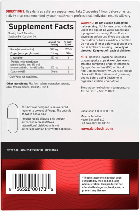 Novex Biotech Oxydrene NAD+ Enhancer - Natural Supplement for Metabolism and Cardiovascular Support, 60 Capsules
