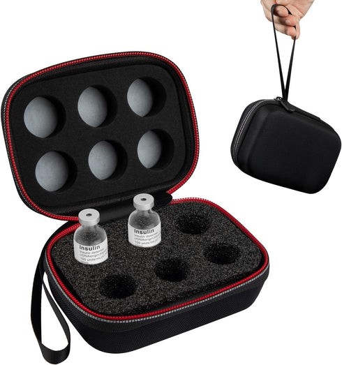 Mviioe Insulin Vial Organizer Bag, Fridge Storage Carrying Case for 10ml Vial Short Size, Removable Design with 6 Slots