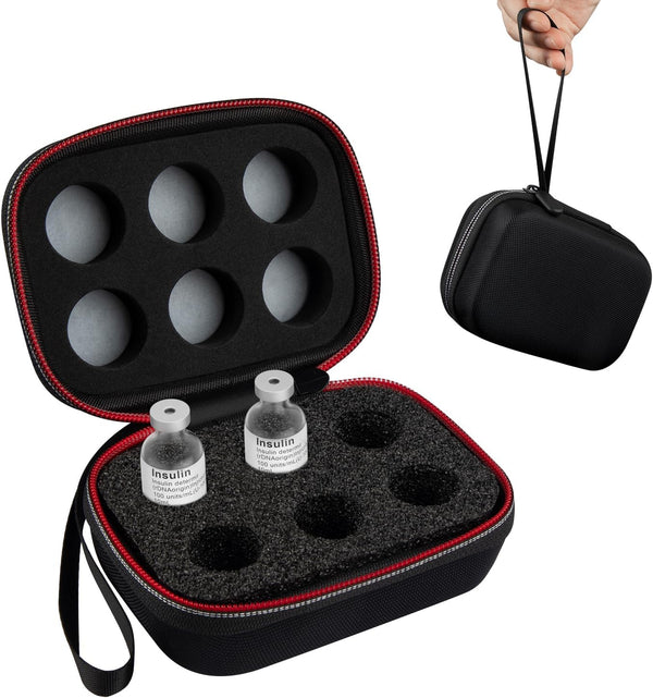 Mviioe Insulin Vial Organizer Bag, Fridge Storage Carrying Case for 10ml Vial Short Size, Removable Design with 6 Slots