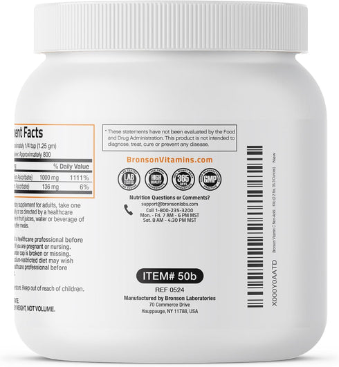 Non Acidic Vitamin C Powder Sodium Ascorbate Non GMO Soluble Fine Crystals - 1 Kilogram for Healthy Immune System