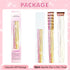POROLIR Clip in Hair Tinsel Kit, 6Pcs 20 Inch Glitter Fairy Hair Extensions, Heat Resistant Sparkly Strands (Gold Pink)