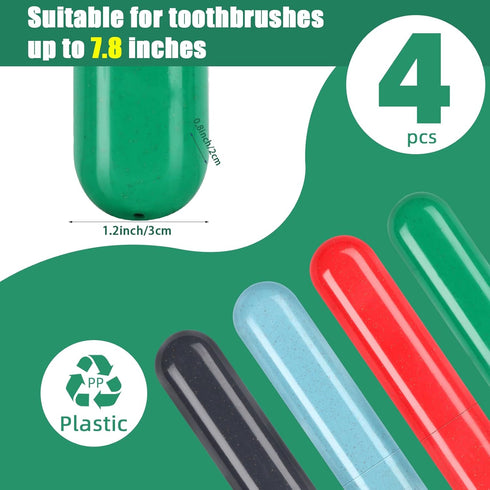 4 Pack Travel Toothbrush Cases, Portable Toothbrush Holder Container for Bathroom, School, Home, Camping