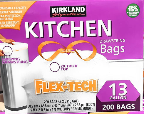 Worldwide Nutrition Bundle Compatible with Kirkland Signature Flex-Tech 13 Gallon Kitchen Garbage Bags with